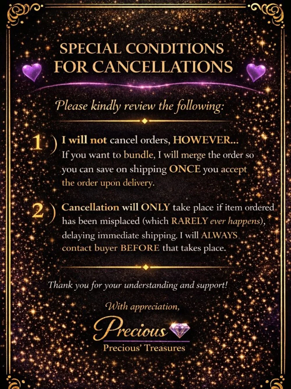 NO CANCELLATIONS POLICY - POSHMARK RULES - Picture 1 of 3